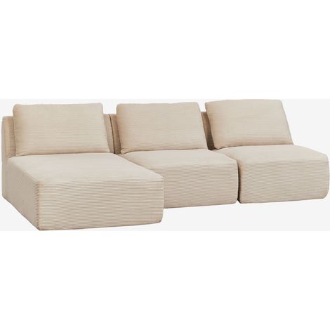Sofá modular chaise longue izquierdo de 3 piezas en pana envasado al vacío Temple SKLUM (1/5)