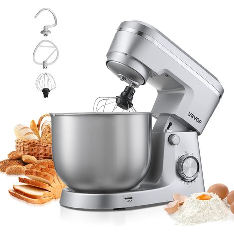 Robot Pâtissier 5,7 L, Batteur sur Socle 1500 W, Mixeur à Pâte 10 Vitesses, Tête Inclinable, Bol en Inox, avec Crochet Pétrisseur, Fouet et Batteur, pour Mélange, Fouettage et Pétrissage (1/5)
