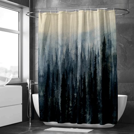 Rideau de douche décor encre rivière calme, rideau salle de bain, 90x180 cm