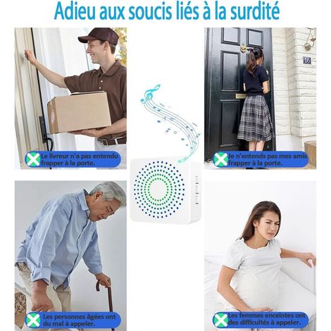 Sonnette sans Fil Exterieur, Sonnette sans-Fil Longue Portée 400m,Carillon avec Récepteurs Enfichables pour la Maison, Etanche IP65,LED Bleu,Kit Bouton Sonnette Exterieur pour Maison/Villa/Bureau (1/2)