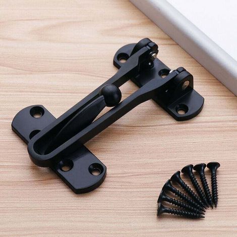 Boucle Antivol Métal 2 Pièces Sécurité Porte Chambre Hôtel Loquet Verrou Noir