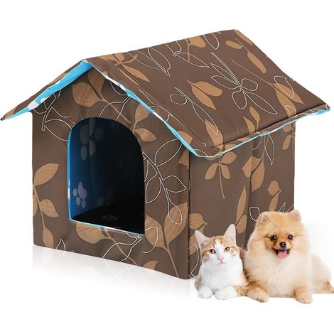 Cat House for Outdoor:Outdoor Cat House Winter Resistant Waterproof Foldable Cat House with Removable Warm Cushion for Stray Pets (M) (1/5)
