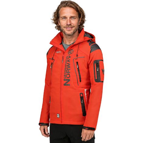 Veste de sport homme Geographical Norway Techno MEN 056 BS3 avec capuche ajustable, imperméable, rouge (WU1060H/GN) S