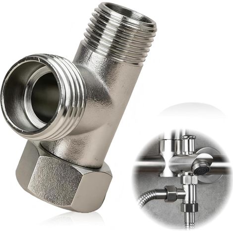 1/2 Inch SUS 304 Stainless Steel Water Connector 3 Way Adapter with Connection Nut and Gasket, Three Way Valve Replacement for Washing Machine, Toilet, Bathroom, Kitchen, Silver (1/5)