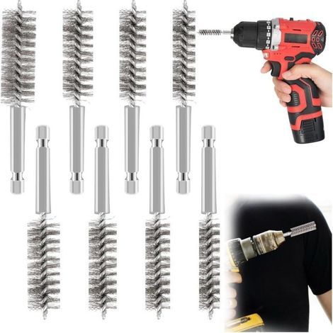 Brosse Cylindrique 8pcs Brosse Metallique pour Perceuse 8 Différentes Tailles Brosse de Trou en Acier Inoxydable Ecologiques Brosse de Nettoyage en Acier Conservateur pour Le Métal et la Pierre (1/5)