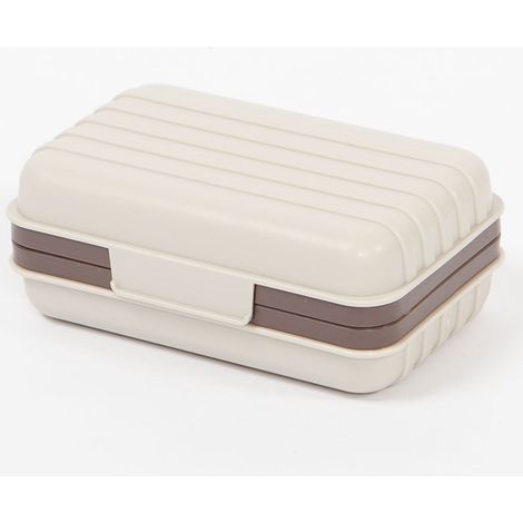 Porte-savon portable avec couvercle (12 x 7,5 x 5 cm) — Gris camping et voyage (1/5)