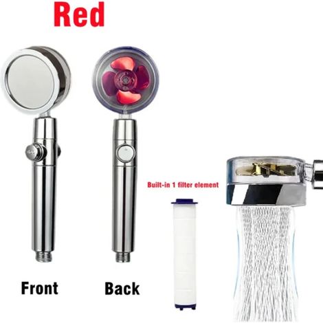 Pommeau de douche à jet haute pression économe en eau avec turbine rotative à 360° et filtre réglable - Accessoires de salle de bain (1/5)