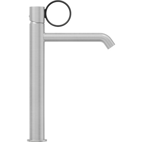 JACOB DELAFON Mezclador alto para lavabo Vivienne en cromo cepillado con aro negro mate