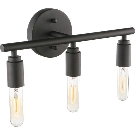 Vintage Black Bathroom Mirror Light with 3 Lights, Industrial Style Bathroom Mirror Light, E27 Metal Bathroom Mirror Light, Retro 40CM Wall Lamp, Bulb Not Included (1/3)