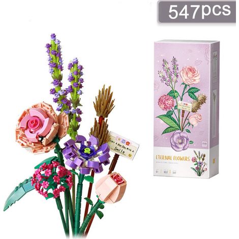 Bouquet de fleurs artificielles en blocs de construction 3D pour enfants, kit d'assemblage floral, modèle de jouet décoratif pour maison. (1/5)