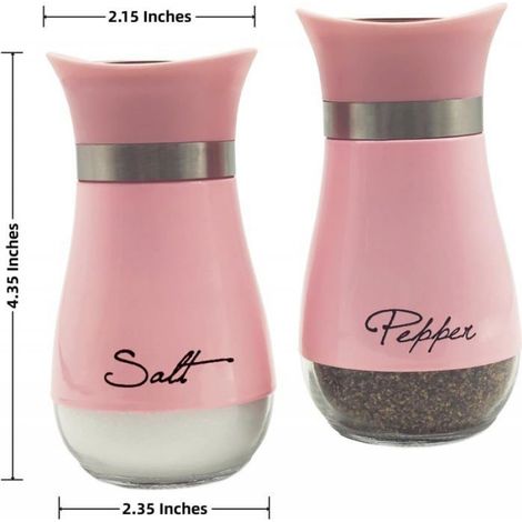 Salière Poivrière - Verre Rose - Ensemble 2 Pièces - Pour Cuisine Maison - Lot de 2 (1/5)