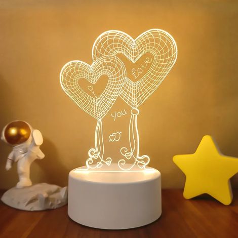 Veilleuse LED 3D créative (3 couleurs), lampe décorative pour la maison