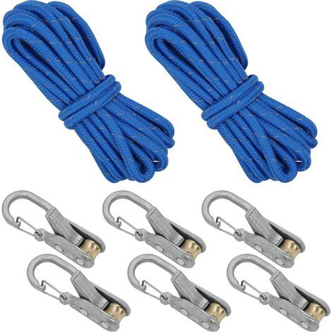 Set mit 6 Paracord-Spannern, Zurrgurte mit Metall-Klemmschnalle für Camping, Bootfahren und Ladungssicherung auf LKWs. Einfache Handhabung. (1/5)