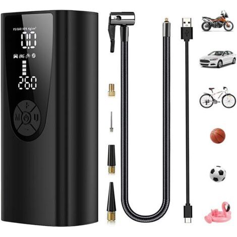 Pompe à air électrique 8000mAh, Compresseur à Air Portatif Gonfleur Pneus sans Fil 150PSI, mini compresseur avec manomètre affichage numérique LED, pour Moto Trotinette, Voiture (1/5)