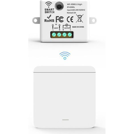 RF433 Wire Pack with 1 Receiver and 1 Wall Switch, Wireless Lighting Switches with Transmitter and Receiver Controller, 10A 240V (1/4)