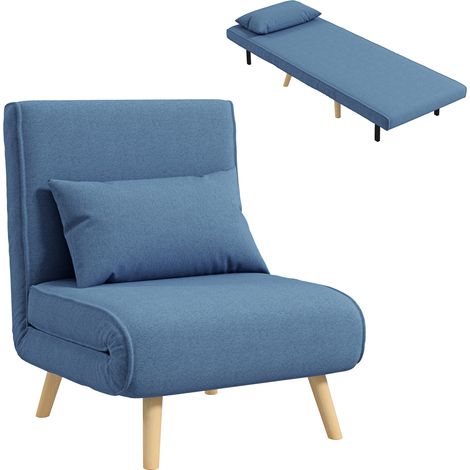 Fauteuil Convertible 3 en 1 en Lin pour Salon Bleu 75 cm (1/5)