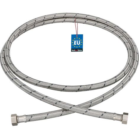 KOTARBAU® Flexible Robinet 3/8"x3/8" - Tuyau Robinet 200cm - Acier Inoxydable - Rallonge Robinet Cuisine Flexible - Tuyau Robinet Cuisine Flexible - Tuyau Flexible Plomberie - Argent (1/4)