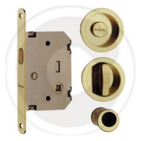 Poignée de porte coulissante en zama – Serrure à encastrer 50mm – Niche 48mm avec nottolino – Finition brillante vernie – Telese