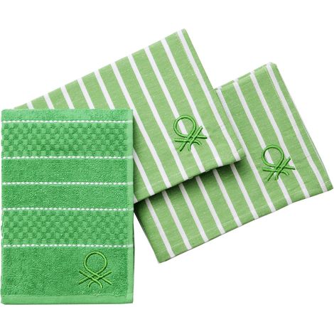 Set 3pc servilleta y paño cocina (1pc paño terry 50x50cm + 2pc servilleta) 100% algodón verde