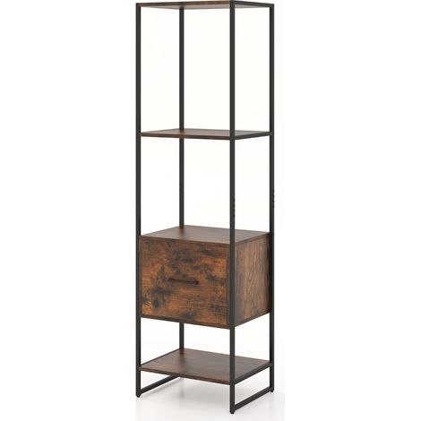 Scaffale portaoggetti con cassetti 45 x 35 x 160 cm grande capacità di stoccaggio design moderno e rustico metallo e legno rustico 200014776