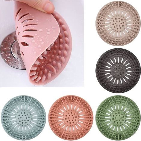 Ecleanfy - Lot de 5 récupérateurs de cheveux pour bonde, bouchon en silicone, filtre pour lavabo et baignoire, couvercle, piège à cheveux, récupérateur de cheveux (1/5)