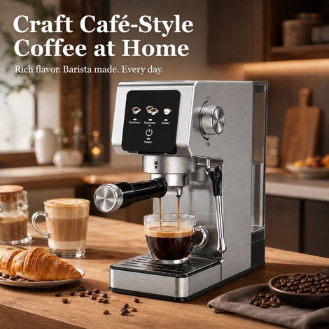 20-Bar Espresso Machine with Touch Screen, 1350W Professional Espresso Maker, 1.2L Removable Water Tank, Single & Double Shot (1/5)