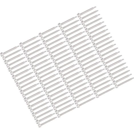 Assortiment de 100 vis autoperceuses à tête hexagonale avec rondelle, en acier inoxydable 304, 4,2 x 50 mm + 4,8 x 50 mm (1/5)