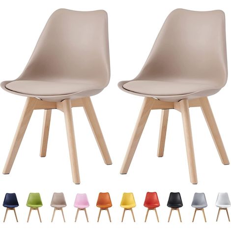 Set of 2 Dining Chairs Designer Side Chairs Wooden Home Office Commercial EVA BROWN (1/5)