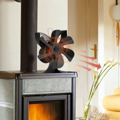 Ventilateur de poêle à tuyau de fumée à 6 lames alimenté par la chaleur pour cheminée (1/4)