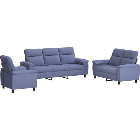 Sofa-Set 3 pcs Jeans blau Stoff vidaXL