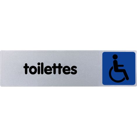 Plaque de porte Toilettes avec logo handicapé - couleur 170x45mm - 4036731