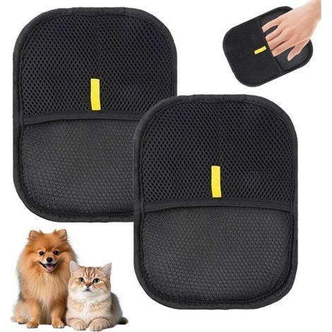 Lot de 2 gants anti-poils pour animaux, double face, pour le toilettage des animaux, pour éliminer l'électricité statique, polyvalents, pour éliminer les poils détachés (1/4)