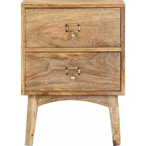 vidaXL Mesita de noche de madera maciza de mango 40x35x55 cm (1/2)