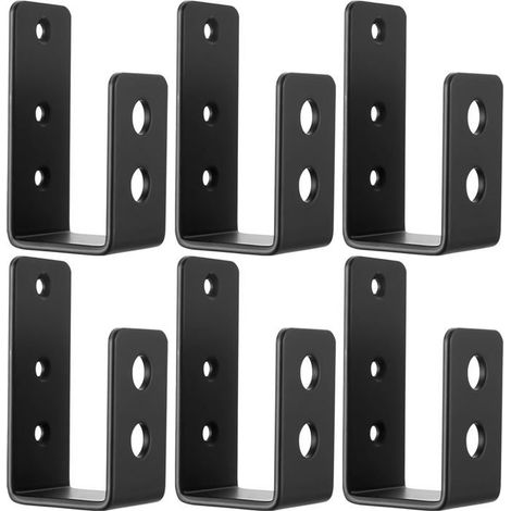 6 supports de barricade, acier noir lisse, pour planches 2x4 (5 x 10 cm), garage et atelier (1/5)