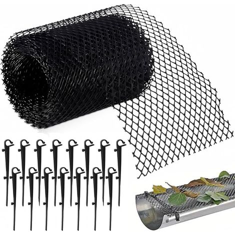 Protection Grillage 18 cm x 8 m Gouttière anti Feuilles en Plastique Robuste Protection Filtre Protege Gouttiere Contre les Feuilles pour Gouttières, filtre à Feuilles avec 15 Pinces (1/5)