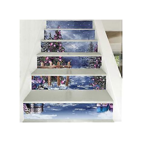 Autocollants d'escalier 3D SZTXJ - 100 cm x 18 cm - 23 - Contremarches d'escalier autocollantes en PVC, amovibles - Décoration pour fêtes et festivals - Décoration intérieure et extérieure (1/4)