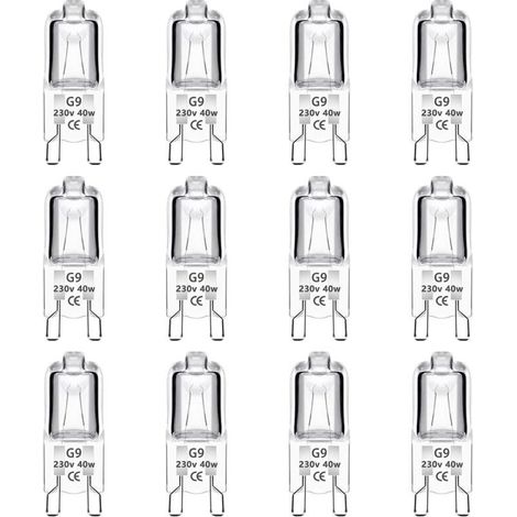 Lot de 12 Ampoule Halogène G9 40W 230V Dimmable 0-100%, 480LM, Blanc Chaud 2700K, G9 Bi-Pin Base Halogène Lampe, Sans Scintillement, pour Four, Lustres, Lampes de Paysage, Éclairage d' (1/4)