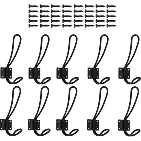 10 Pièces Murale Patere Porte Manteau Noir,  Muraux Crochets et Patères pour la Maison Retro Metal Crochet Lourd avec Vis pour Entrée Salle de Bain Toilette Cuisine Meuble