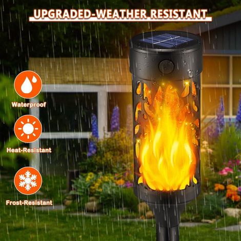Lampe Solaire Extérieur Effet Flamme, Éclairage Jardin Pelouse Cour Villa, Luminaire Décoratif Ambiance à Piquer au Sol-lsw (1/4)