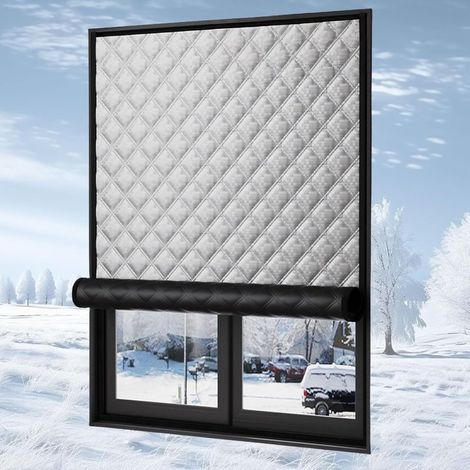 Film Isolant pour Fenêtre 120 x 90 cm Gris Coupe Vent et Insonorisant, Isolant Thermique Rideaux Hivernage Pas Besoin de Percer des Trous (1/5)