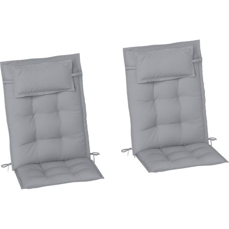 Lot de 2 coussins pour transats, déperlants, pour chaises longues de jardin, chaises de plage, transats, coussins pour mobilier de jardin, 50 x 116 x 5 cm, gris clair