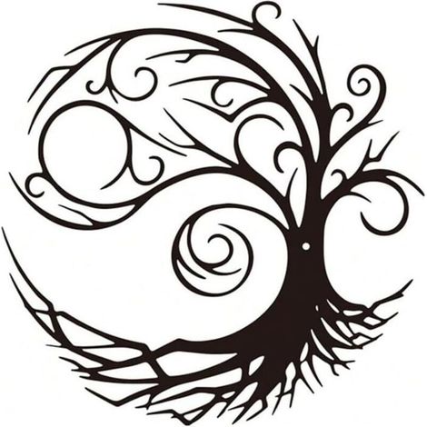 Kunst aus Metall, Wanddeko in Silhouette eines Lebensbaums im Art-Déco-Stil, ideal für Wohnzimmer, Garten oder Schlafzimmer, Maße 30