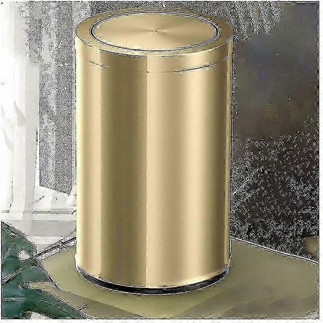 Poubelle de salle de bain compacte dorée 9 L à couvercle basculant, construction en acier durable (1/5)