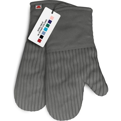 Oven Mitts - Silicone And Cotton Heat Resistant Kitchen Gloves - For Oven Microwave Grill Stove - Set Of 2 (1/5)