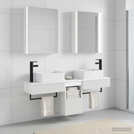 vidaXL Juego de Muebles de Baño 5 uds. Blanco Madera de ingeniería (1/5)