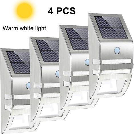 Lot de 4 Lampes solaires, Acier inoxydable, Détecteur mouvement IP65, Design demi-arc, Jardin allée (1/5)