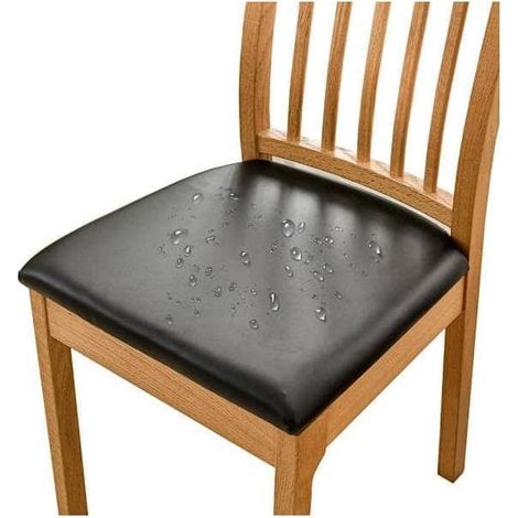 Lot de 6 housses de chaises de salle à manger imperméables en similicuir noir. (1/5)