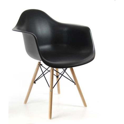 Set aus 4 schwarzen Stühlen mit Kunststoffsitz 63x53x80