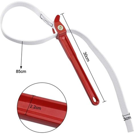 Clé à Sangle Universel Clé à Sangle en Caoutchouc Sangle de Filtre à Huile de 85CM Clé pour Ouvre-Bocal Tracteur Filtre à Huile Pomme de Douche Robinet (1/3)