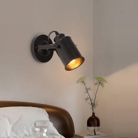 CCYKXARéglable Spot LED Lampe Murale Rétro Industrielle E27, Luminaire Mural Interieur en Métal pour Salon Chambre Restaurant Cuisine, Noir (1/5)